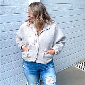 SALE Free People Dupe Fleece Bomber Jacket